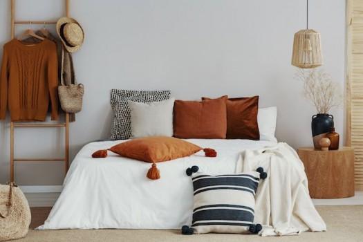 Cozy bedroom with fall decor.