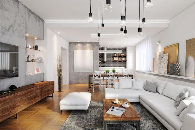 White, very modern living room.